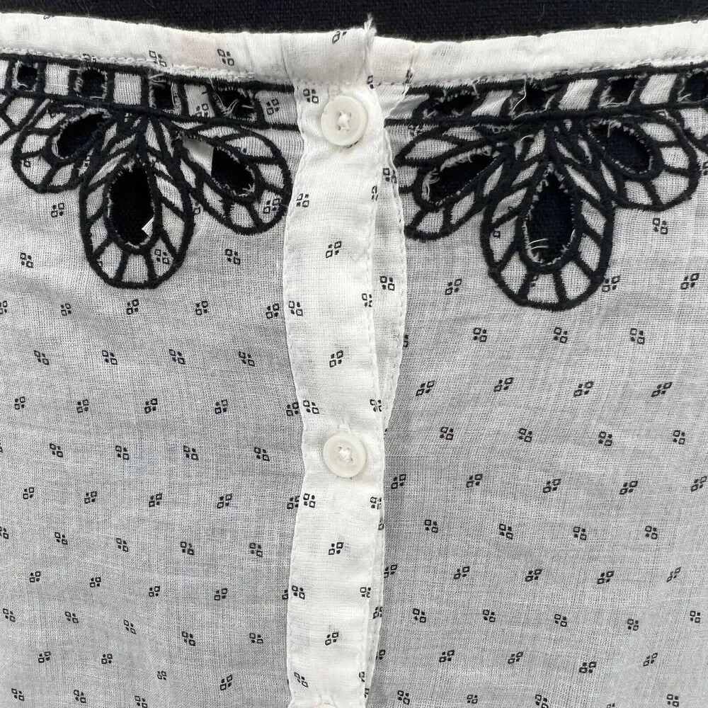 Free People Everything I Know Cotton‎ Peasant Blouse Embroidered Cutouts Medium